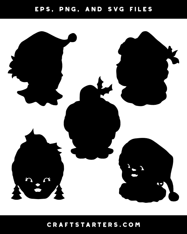 Mrs. Claus Head Silhouette Clip Art