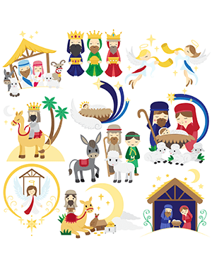 Nativity Scene Digital Stamps