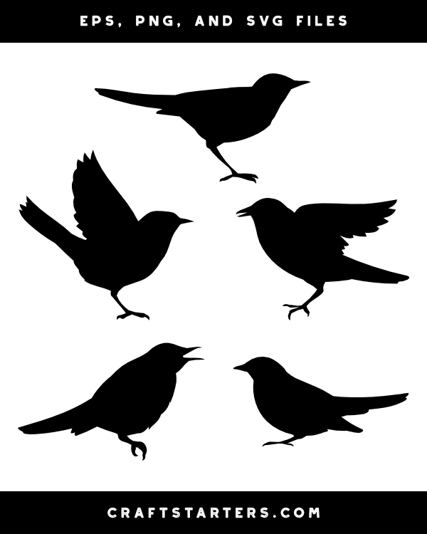 Nightingale Side View Silhouette Clip Art