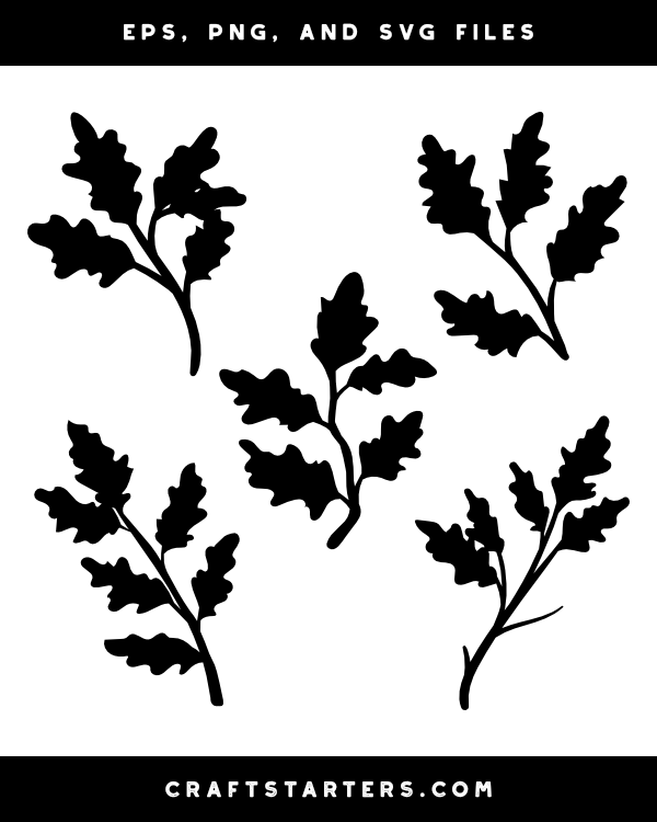 Oak Branch Silhouette Clip Art