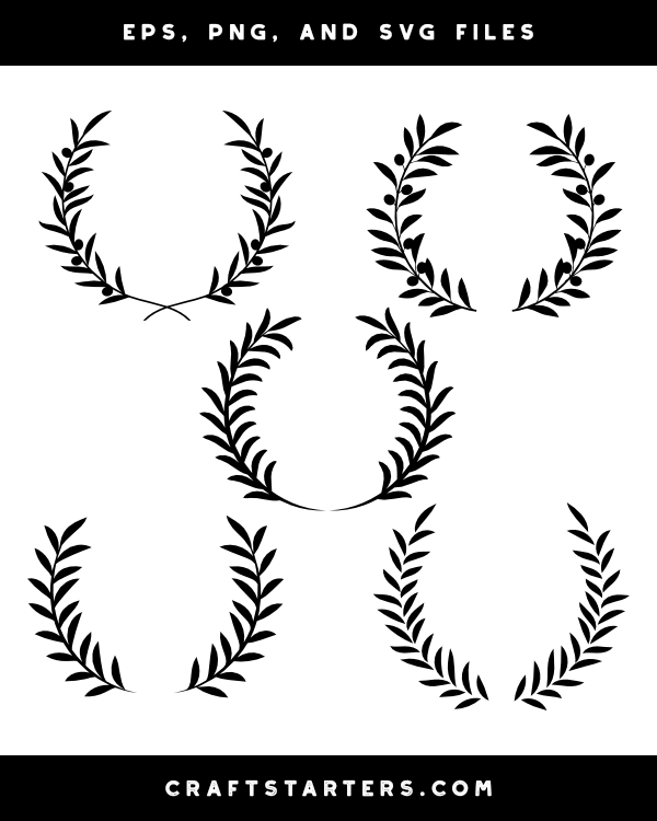 Olive Branch Wreath Silhouette Clip Art