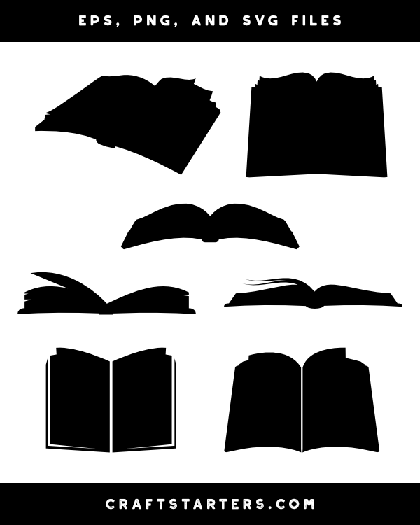 Open book svg/book clipart/book svg/open book silhouette/book cricut cut  files/book clip art/book digital download designs/svg
