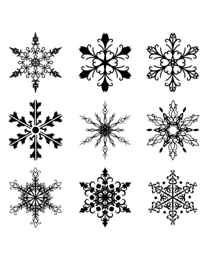 Ornate Snowflake Silhouette Clip Art
