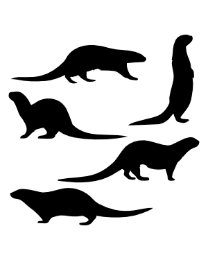 Otter Side View Silhouette Clip Art