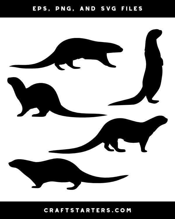 Otter Side View Silhouette Clip Art