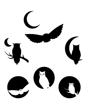 Owl And Moon Silhouette Clip Art
