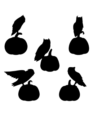 Owl and Pumpkin Silhouette Clip Art