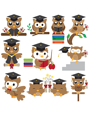 Owl Graduation Digital Stamps