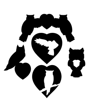 Owl Heart Silhouette Clip Art