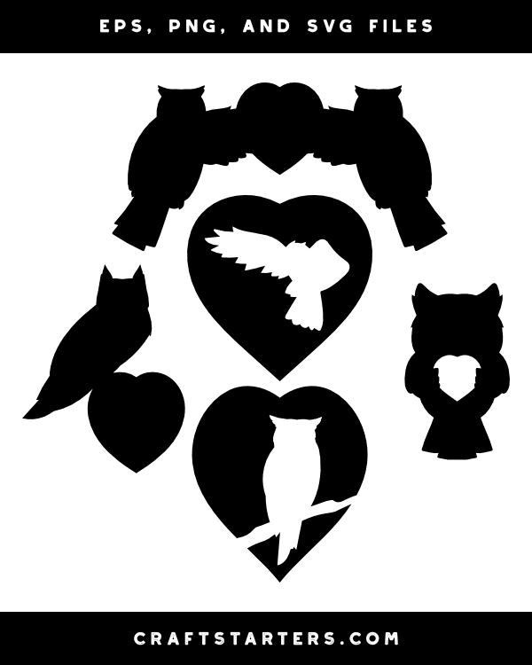 Owl Heart Silhouette Clip Art