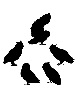 Owl Side View Silhouette Clip Art