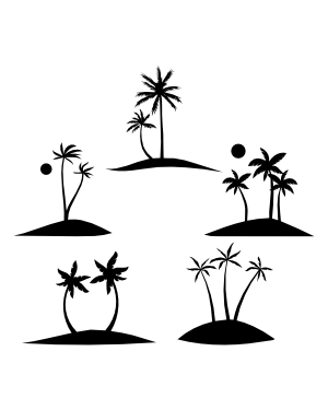 Palm Tree and Island Silhouette Clip Art