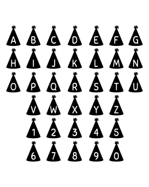 Party Hat Letter and Number Silhouette Clip Art