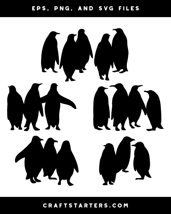 Penguin Colony Silhouette Clip Art