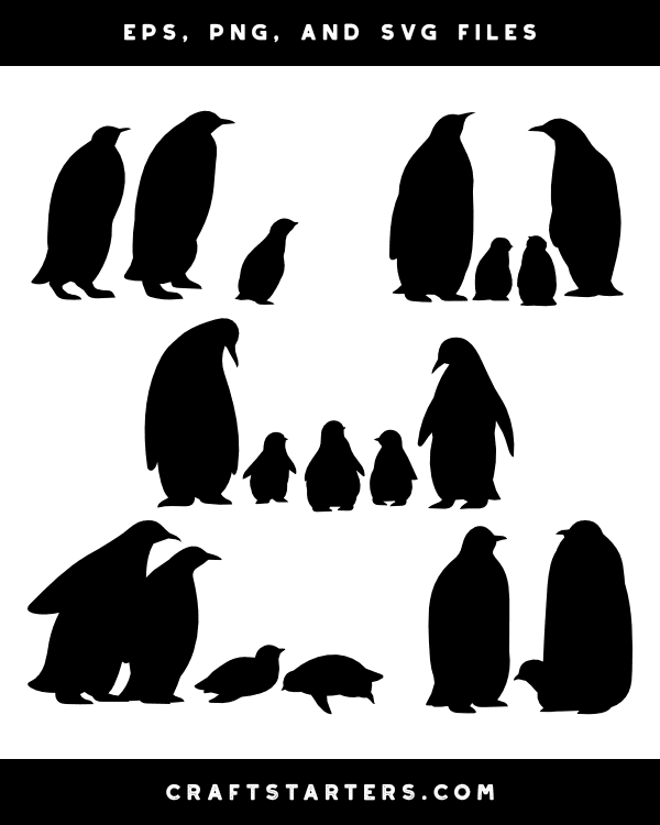 Penguin Family Silhouette Clip Art