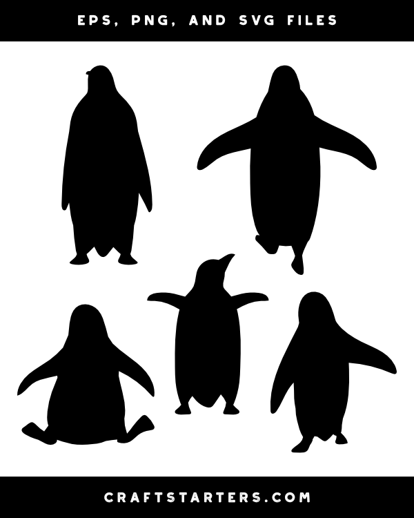 Penguin Front View Silhouette Clip Art