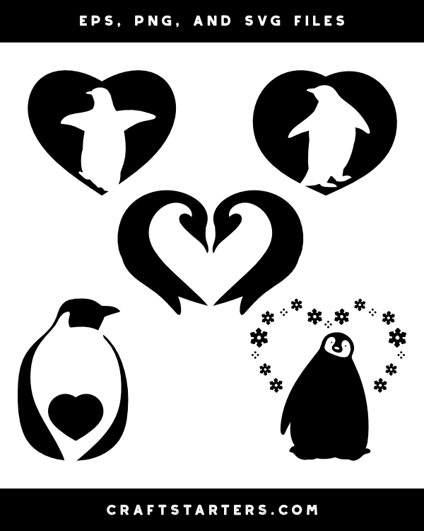 Penguin Heart Silhouette Clip Art