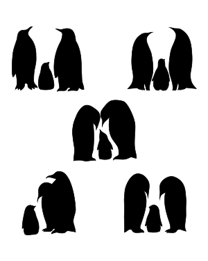 Penguin Parents With Baby Silhouette Clip Art