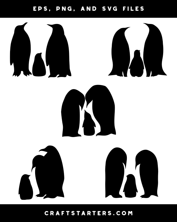 Penguin Parents With Baby Silhouette Clip Art