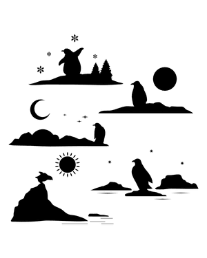 Penguin Scene Silhouette Clip Art