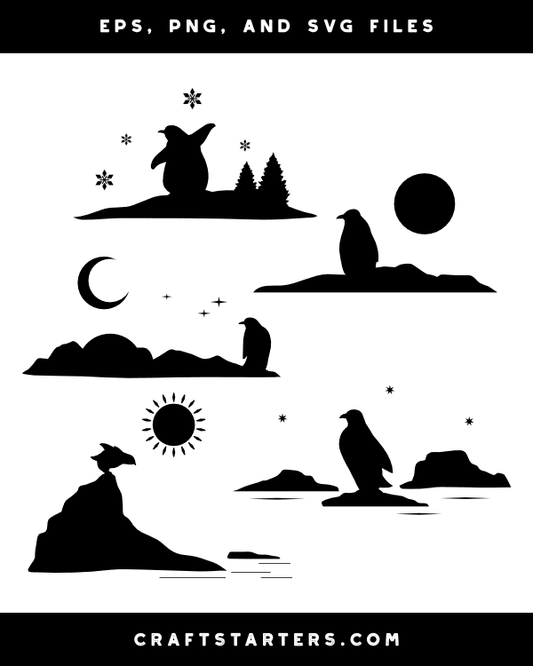 Penguin Scene Silhouette Clip Art