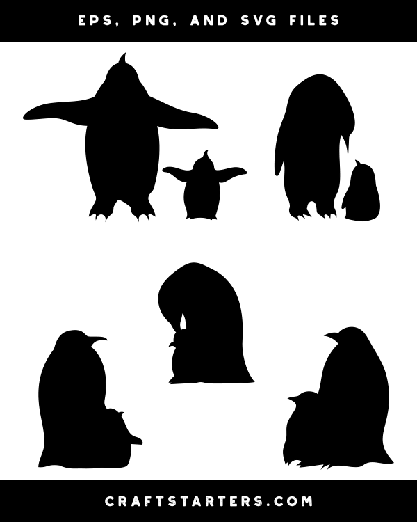 Penguin With Baby Silhouette Clip Art
