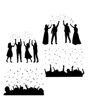 People Throwing Confetti Silhouette Clip Art