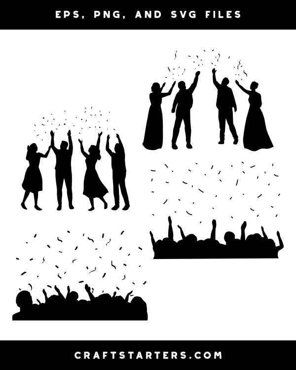 People Throwing Confetti Silhouette Clip Art