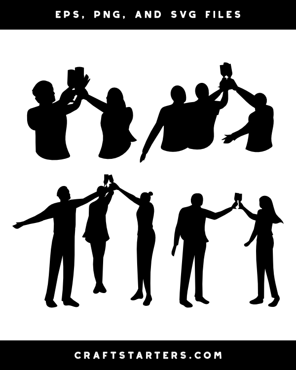 People Toasting Silhouette Clip Art