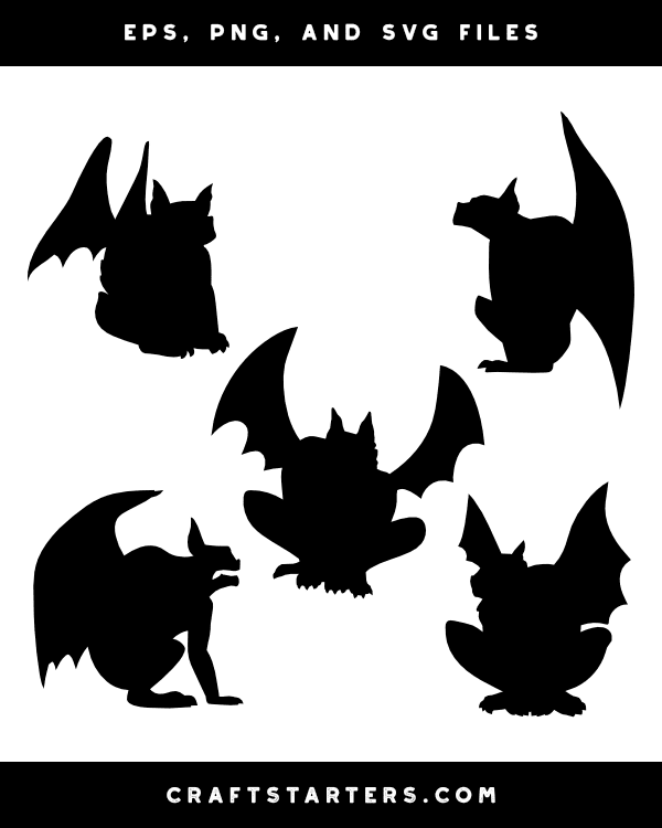 Perching Gargoyle Silhouette Clip Art