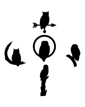 Perching Owl Silhouette Clip Art
