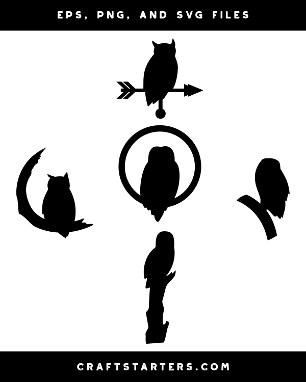 Perching Owl Silhouette Clip Art