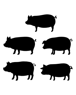 Pig Side View Silhouette Clip Art