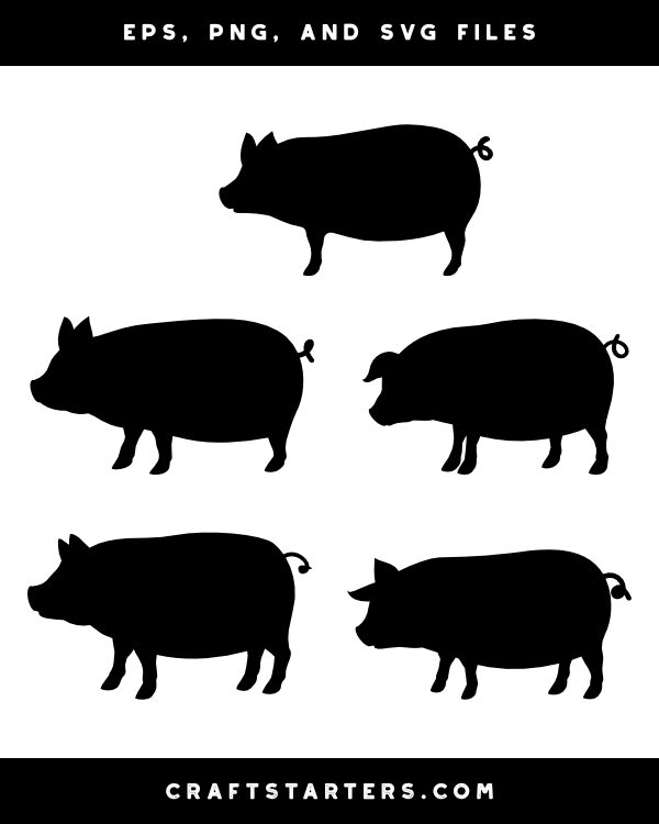 Pig Side View Silhouette Clip Art