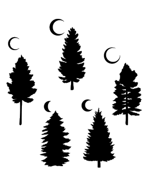 Pine Tree And Moon Silhouette Clip Art