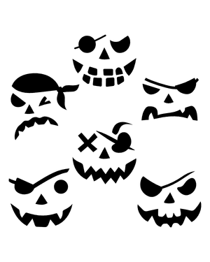 Pirate Jack-o'-lantern Face Silhouette Clip Art