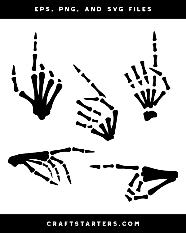Pointing Skeleton Hand Silhouette Clip Art