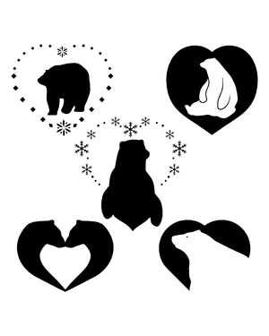 Polar Bear Heart Silhouette Clip Art