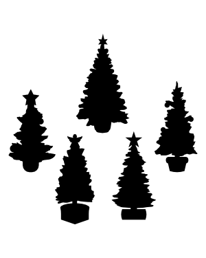 Potted Christmas Tree Silhouette Clip Art