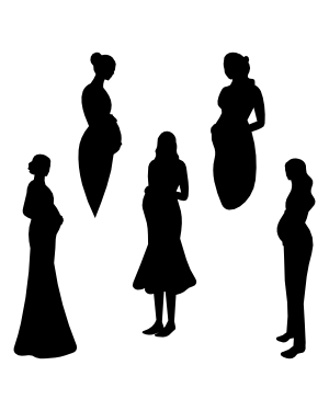 Pregnant Woman Holding Belly Silhouette Clip Art