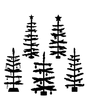 Primitive Christmas Tree Silhouette Clip Art