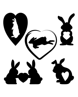 Rabbit Heart Silhouette Clip Art