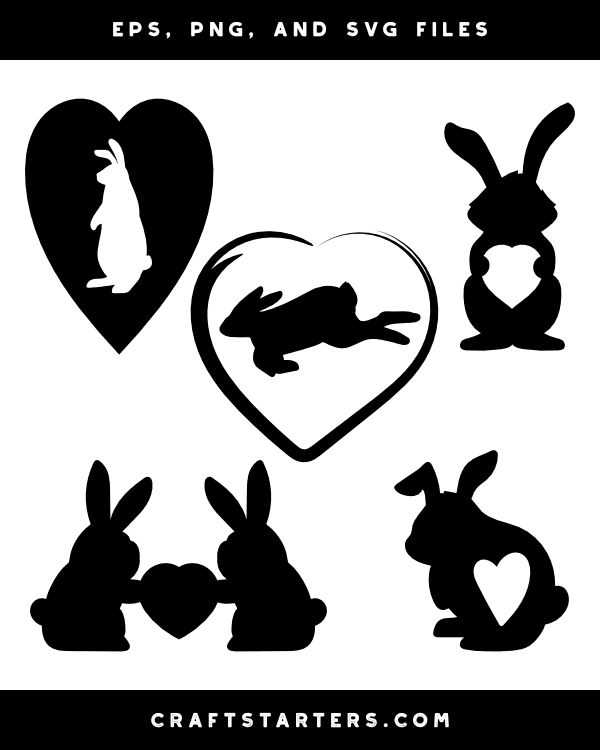 Rabbit Heart Silhouette Clip Art