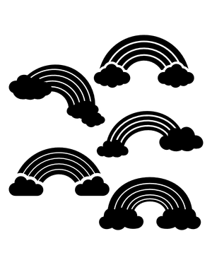 Rainbow and Clouds Silhouette Clip Art