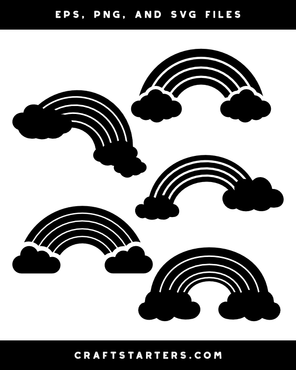 Rainbow and Clouds Silhouette Clip Art