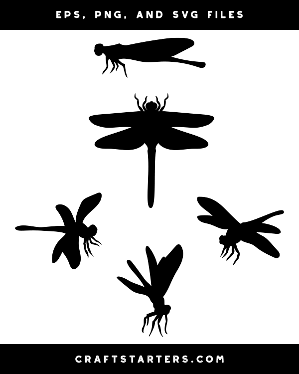 Realistic Dragonfly Silhouette Clip Art