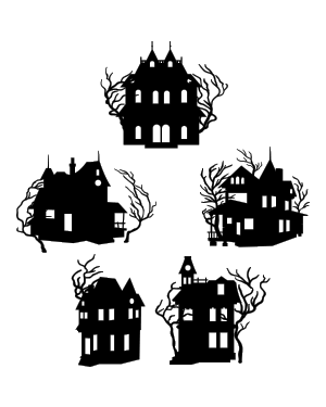 Realistic Haunted House Silhouette Clip Art