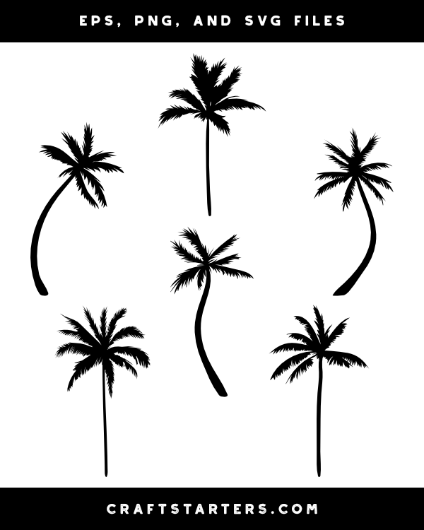 Realistic Palm Tree Silhouette Clip Art