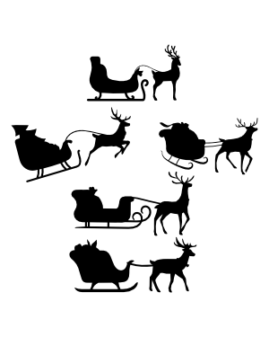 Reindeer and Sleigh Silhouette Clip Art