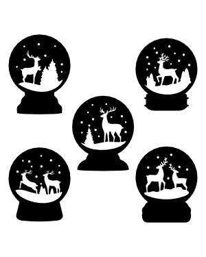 Reindeer Snow Globe Silhouette Clip Art